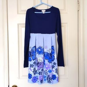 NWOT. Limited Too Rayon/Spandex Multi Color Dress w/flower, butterfly, sparkling